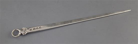 An early George III silver meat skewer by Thomas Dene, 4.5 oz.